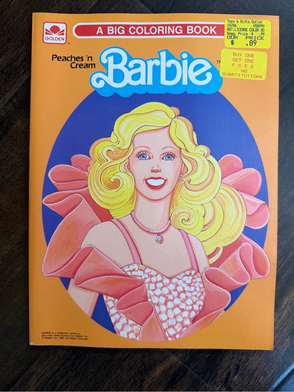 Vintage 1985 Barbie Peaches 'n Cream Kids Coloring Book UNUSED
